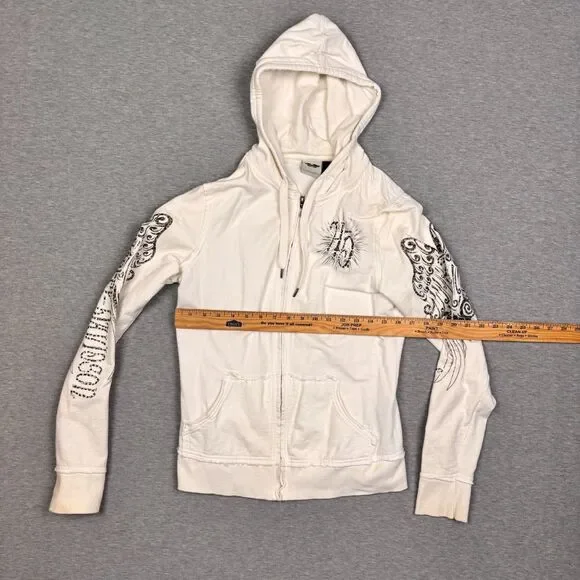 Women's Harley Davidson Ink Hoodie SZ Med Trim Pockets Full Zip - Picture 6 of 6